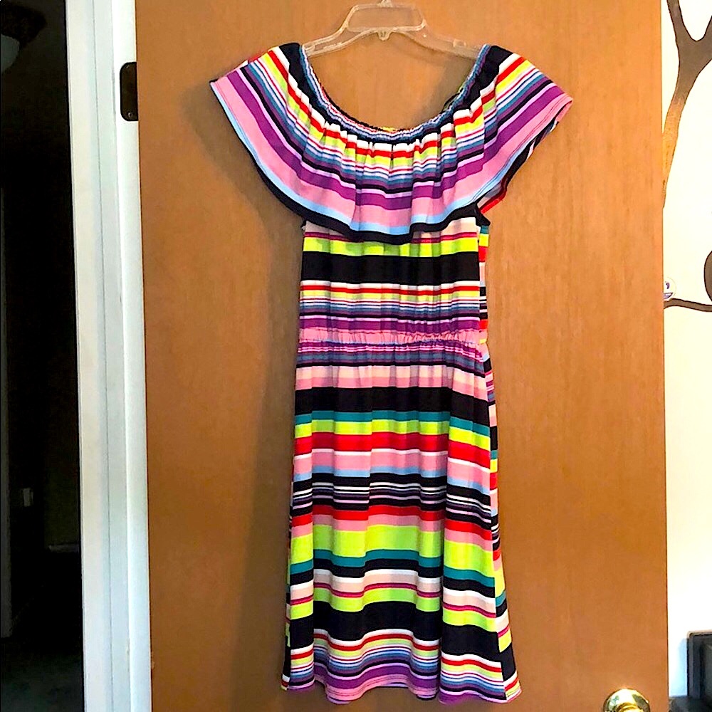 KimRogers TROPICAL Off Shoulder Dress Petite Small - Picture 3 of 6